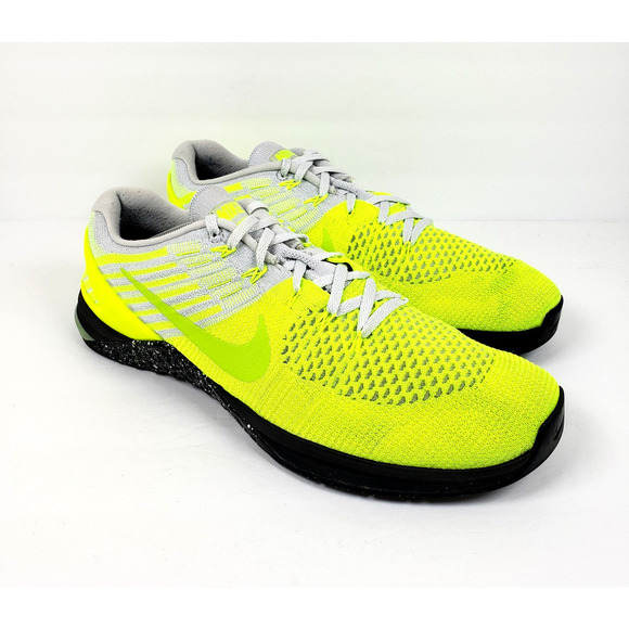 Nike Metcon DSX Flyknit Mens Size 14 Volt Green Gray Training Sneaker Shoes